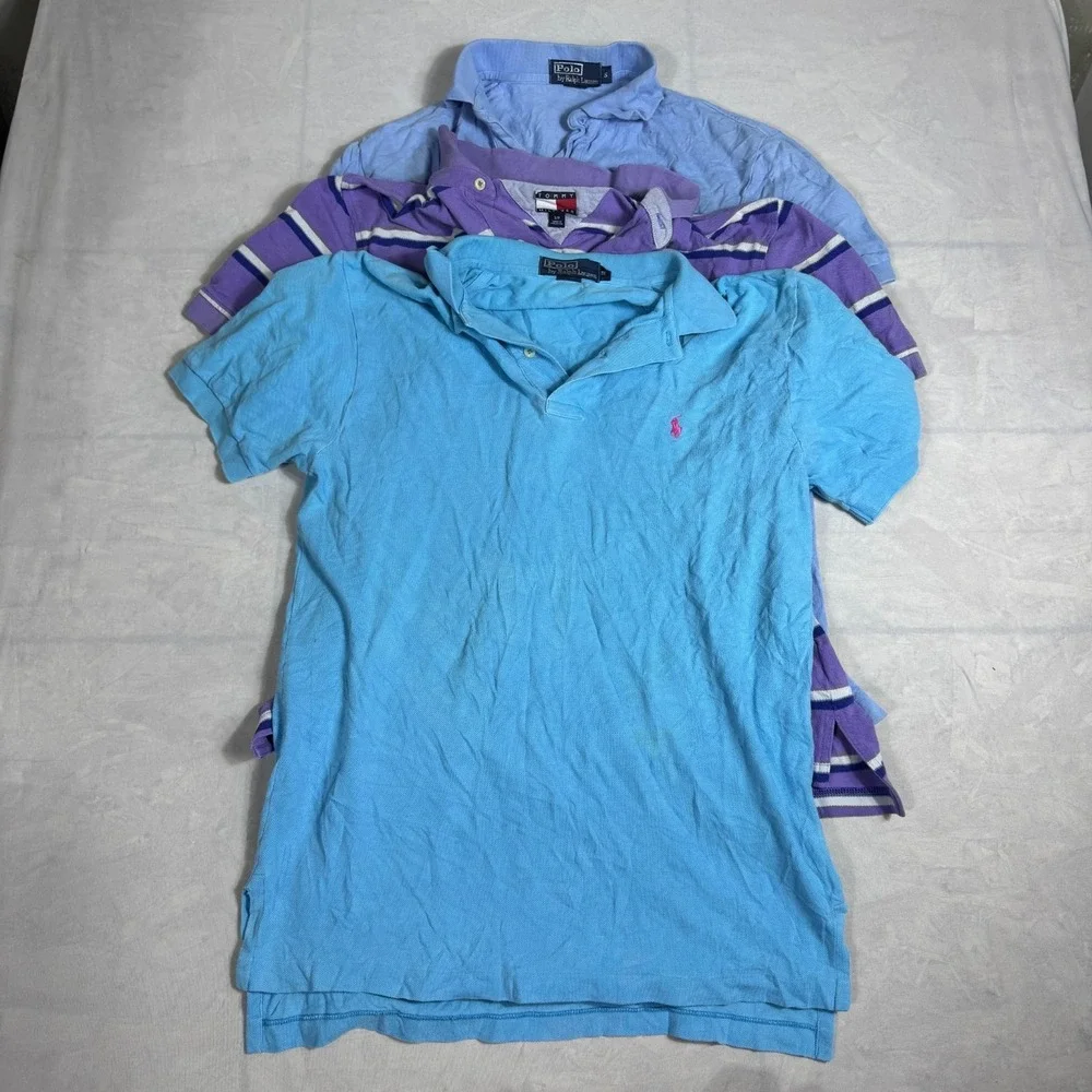 Polo Ralph Lauren Tommy Hilfiger Mens Polo Shirt Blue Purple Comfort S Lot Of 3
